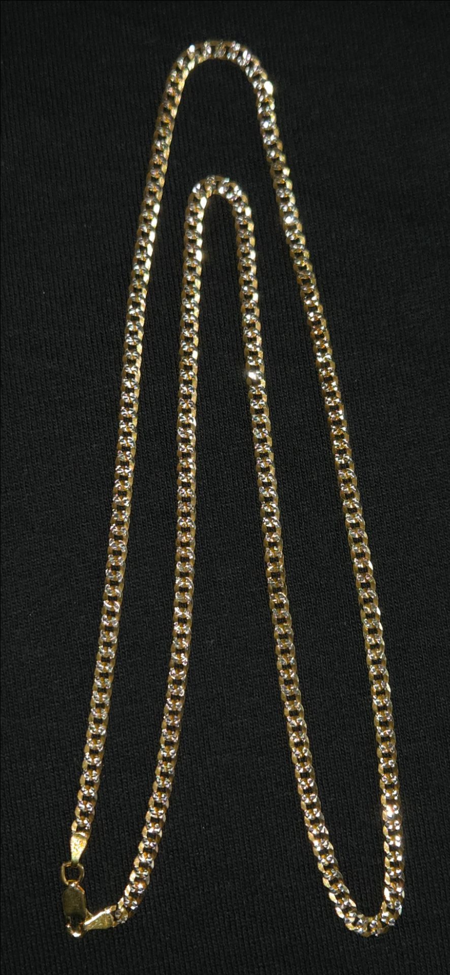 Diamond Cut Cuban Curb Link Chain 2 Tone 14K Gold over Silver