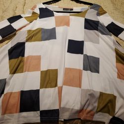 White Geometric High Low Tunic