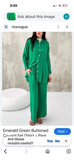 Emerald Green Buttoned Co-ord Set (Shirt + Pant)