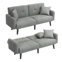 Futon Sofa Bed, Convertible Sleeper Sofa with Armrest, Modern Fabric Small Couch, 2/3 Seater Folding Loveseat Couches Bed for Living Room, Dorm, Offic