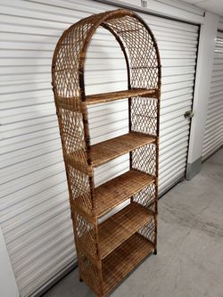 Tall Rattan Shelf 