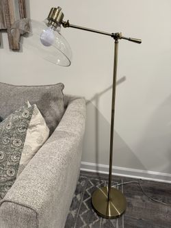 Bell Glass Shade Gold Floor Lamp