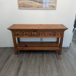 Solid Wood Rustic Console Table With Drawers