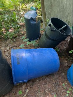 Free barrels, garbage cans, and 5 gallon buckets