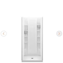Sterling STORE+ 36 in. x 76 in. 1-Piece Direct-to-Stud Alcove Shower Back Wall in White
