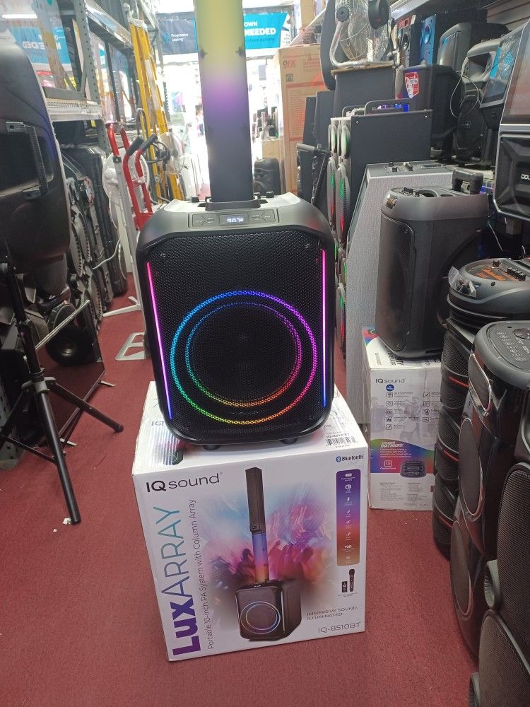 Bass Box With Tower Speaker By Iqsound. Loud Bass And Range Bluetooth Speakers. Brand New