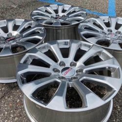 22” NEW POLISHED GMC SIERRA YUKON DENALI CHEVY SILVERADO SUBURBAN WHEELS RIMS SET 