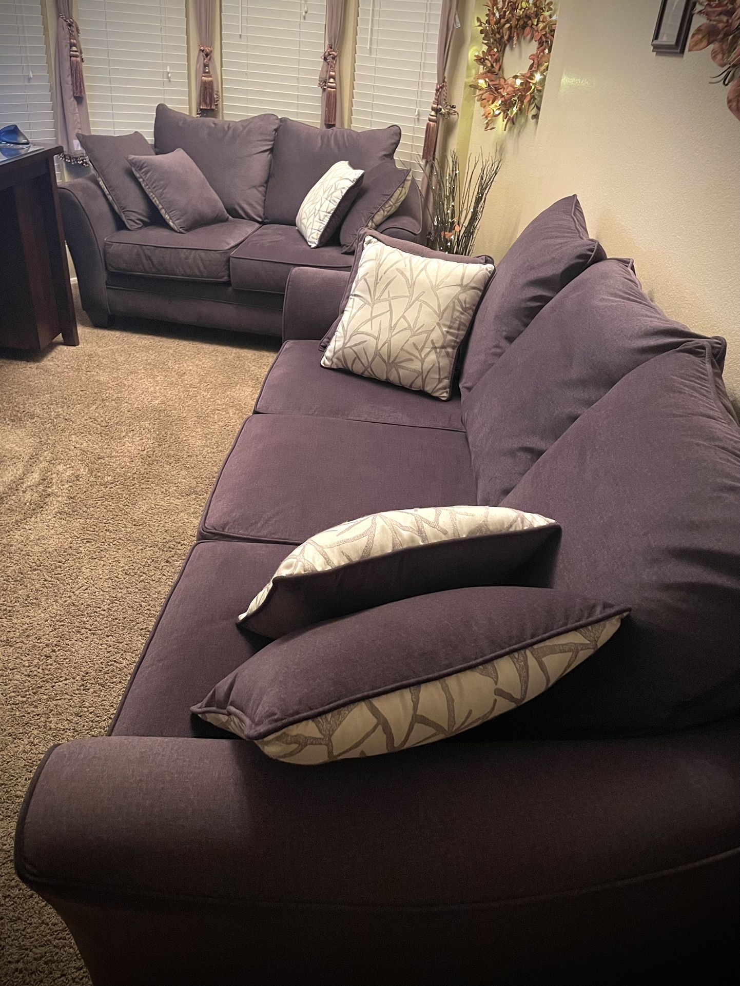 Clean Couch Set - Grey Loveseat and Sofa (Very Light Use)