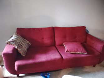 Red Fabric Two-Seat Sofa