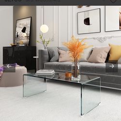 Beautiful JZ730 clear tempered glass coffee table - ComfyCo Furniture Tempered Glass 12 MM NEW/BOX