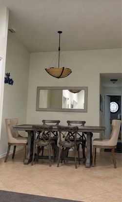 Dark Gray Farmhouse Dining Table Set w/ Chairs