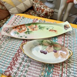 Pair Vintage Handpainted Vanity Trays