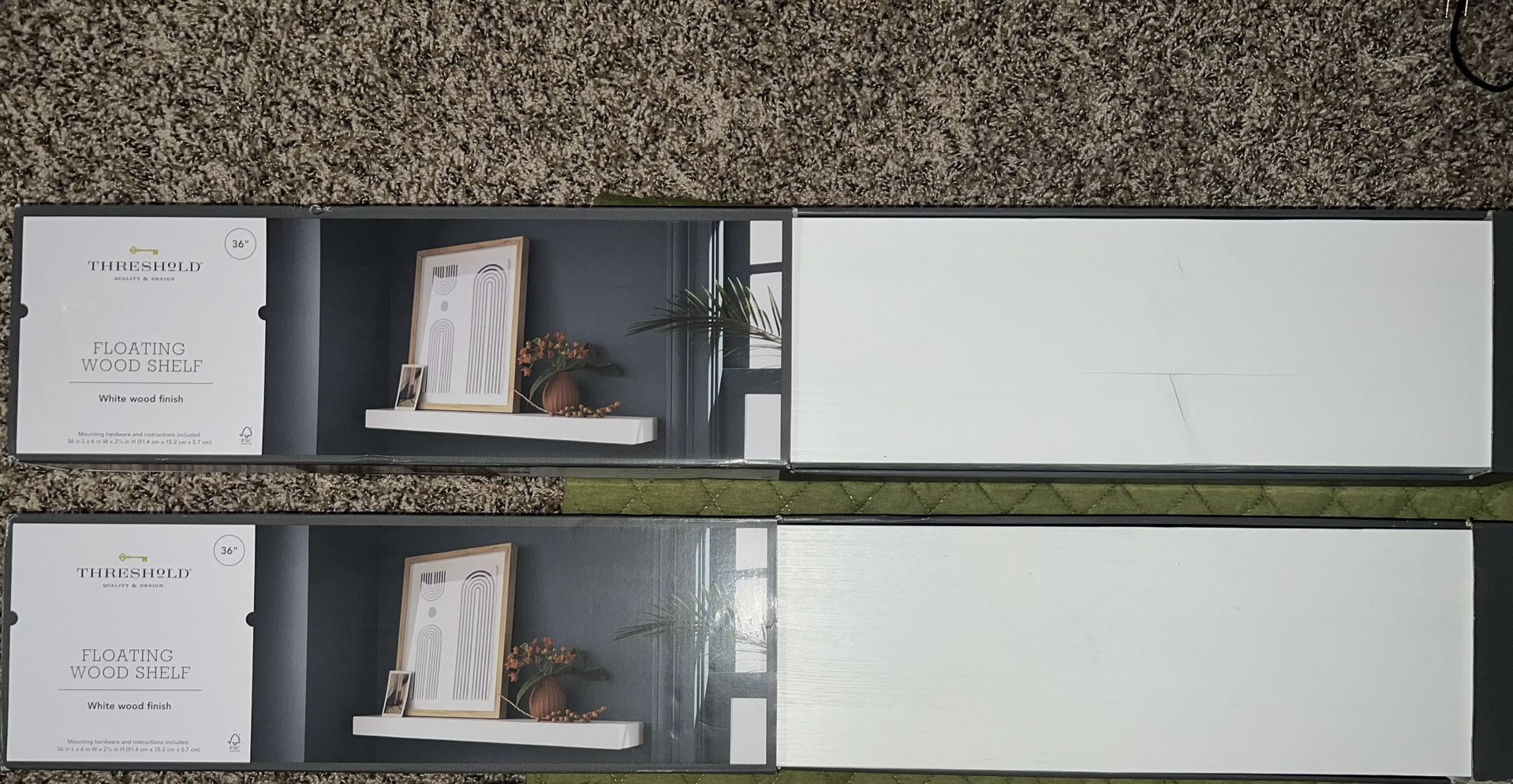BRAND NEW 36” Floating Wood Shelf (white) $20 For BOTH