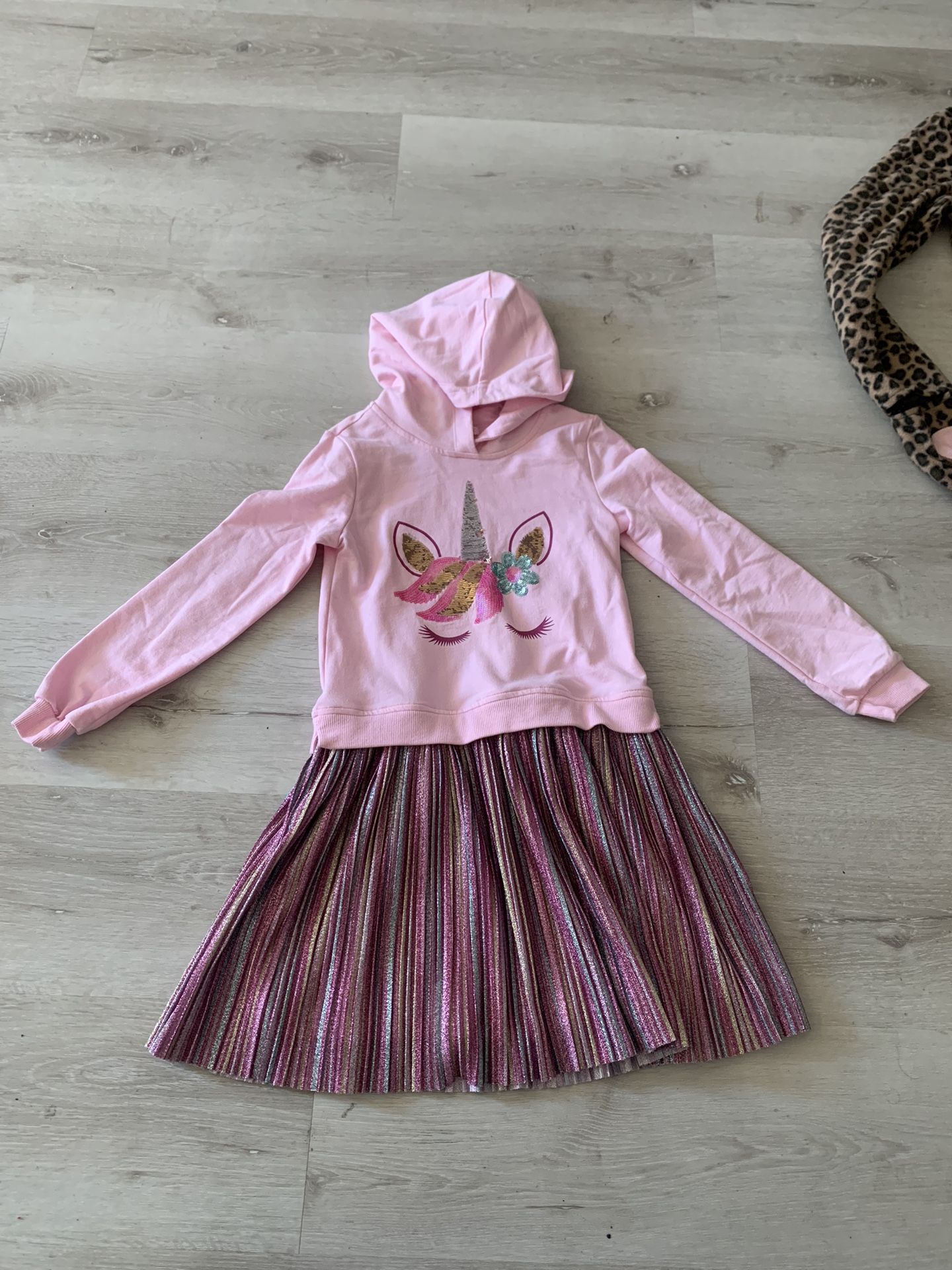Youth Unicorn Hooded Dress. Size 7