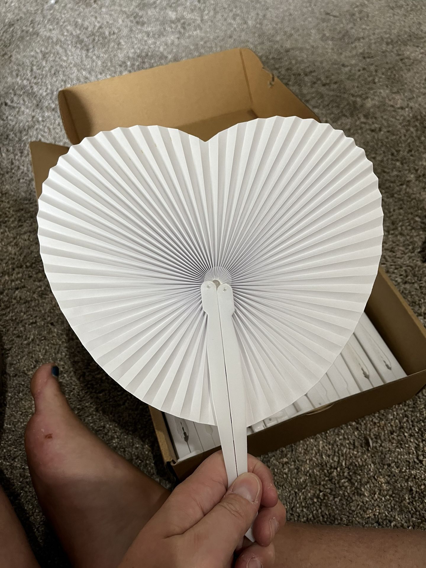 50 Plastic Heart Shaped Fans For Wedding 