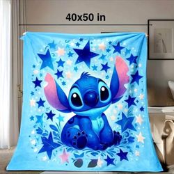 Disney Stitch - Stitch Characters Flannel Blanket - Very Comfy & Soft