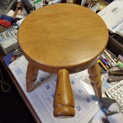 Vintage Solid Maple 3 Legged Milking Stool