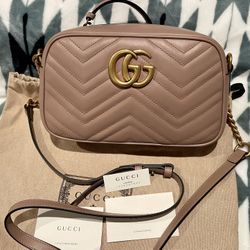 NEW - Gucci GG Marmont Small Matelasse Leather Shoulder Crossbody Beige Neutral Italy