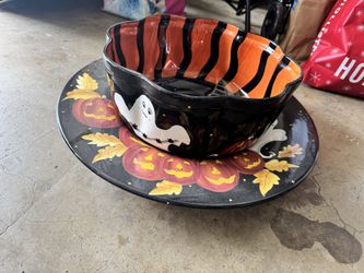 Halloween Porcelain Tray and Bowl