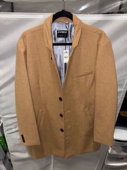 NEW Express Men’s Water Resistant Wool Blend Car Coat - Large - Camel - NWT