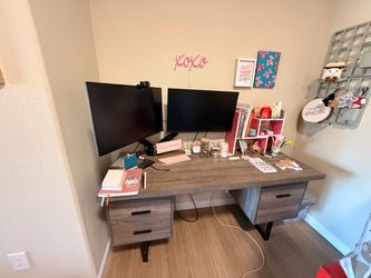 Wood Tone Desk with Drawers