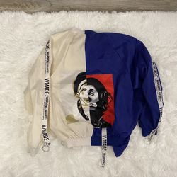 SHEIN Blue/White Art Design Bomber Jacket 