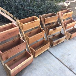 BEAUTIFUL REDWOOD 3-TIER PLANTERS…Please Read Description For Measurements 
