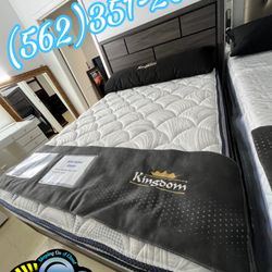 Queen Serta Bed Frame With Mattress Pillowtop Set 