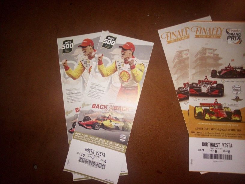 Race Tickets. Indy 500 And Grand Prix
