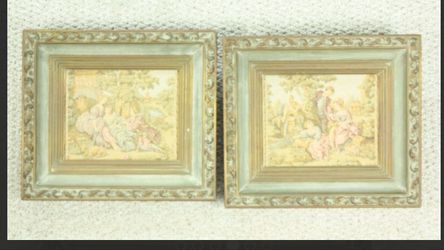 2 Antique Framed Tapestry