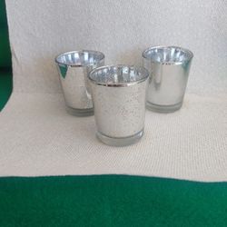 76 Silver Votive Holdes, Tea Lights, Silver Glass
