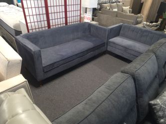 BRAND NEW GRAY VELVET SOFA + LOVESEAT 2PCS SET