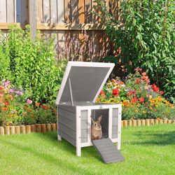 Rabbit Hutch, Gray, 16 inch wide wooden, NEW