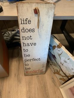 Tall hanging quote wood painted decoration sign