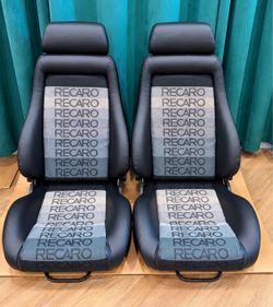 🔥 Pair RECARO Style Classic Sport Racing Seats Black Gray Retro JDM Adjustable