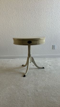 Round Drum Side Table with Drawer