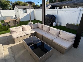 Outdoor Patio Sectional Sofa Set + Coffee Table