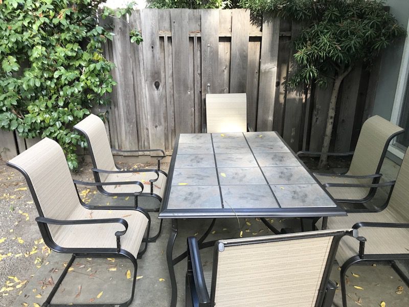 Hampton Bay Belleville 7 Piece Outdoor Dining Set Table And Chairs For In Stanford Ca Offerup - Hampton Bay Belleville Patio Table Replacement Tiles