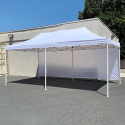 (NEW) $205 Heavy-Duty Canopy 10x20 ft with (2 Sidewalls), EZ Popup Shade Outdoor Gazebo, Carry Bag