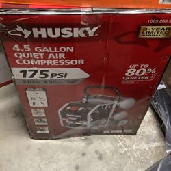 Husky 4.5 Gal. 175 PSI Portable Electric Oil-Free Quiet Twin Stack Jobsite Air Compressor w/Rubber Wheels and 2-Quick Couplers