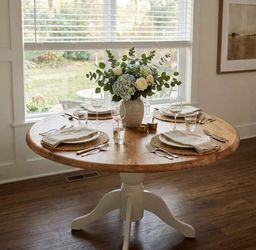 Wood round dining table