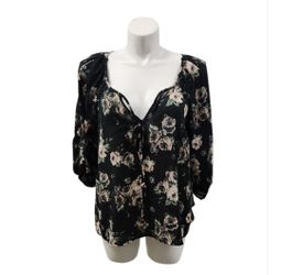 Floral Black Blouse 2X