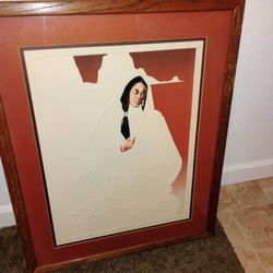 Native American Art Titled Basket Woman Numbered 127 Out Of 950 I Believe A Lithograph Copy