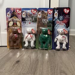 Complete Collection Ty Beanie Babies McDonald's 1999 – Glory, Maple, Erin and Britannia (Sealed)