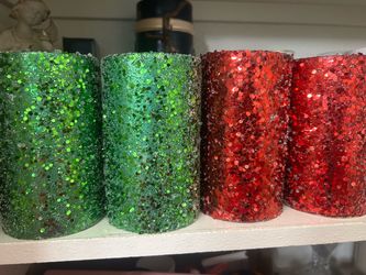 Glitter Pillar Candles Set of 4