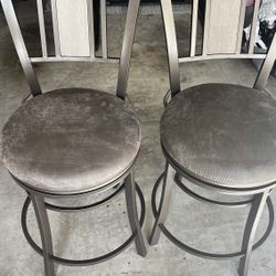 Metal Wood Swivel Counter Barstools Set of 2