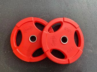 San Jose Fit- RUBBER COATED COLORED OLYMPIC PLATES: Rubber Plates, per Pair - Weights Pairs