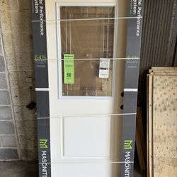 Masonite 36 x 80 Decorative Glass Fiberglass Front Door – Left Hand Inswing