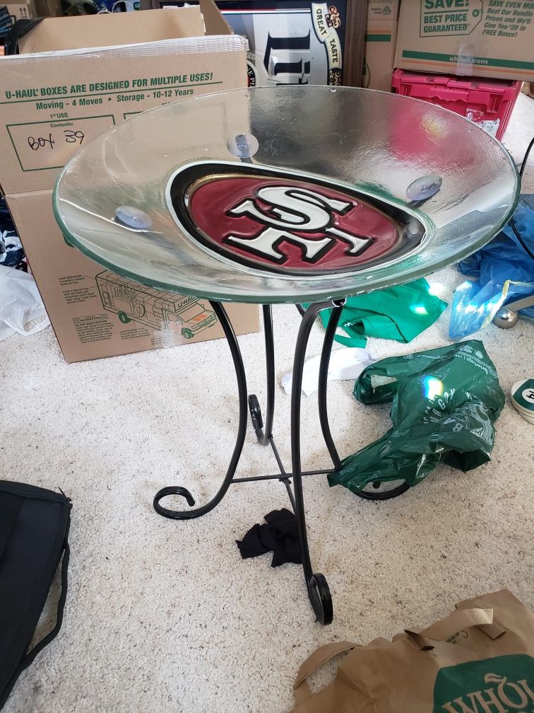 49ers glass bowl bird baths brand new sealed in the box