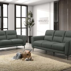 2pc Sofa Set/ Real Leather 